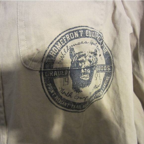 Casual Utility Khaki Button-Up Hooded Shirt Arizona Jean Co. XL 14/16 - Picture 4 of 9